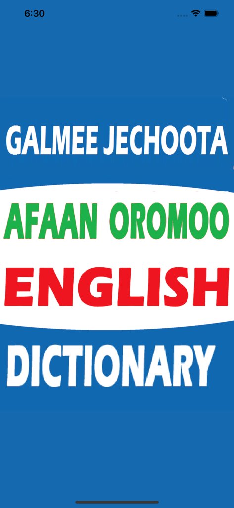 Afan Oromo English Dictionary - Afan Oromo English Dictionary app title screen