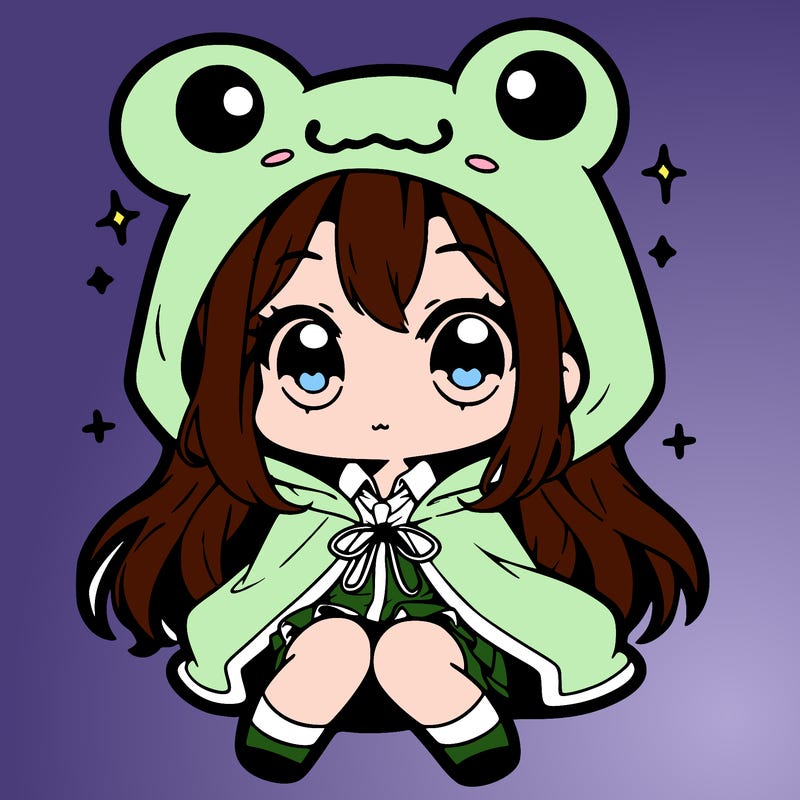 chibi girl with frog hoodie