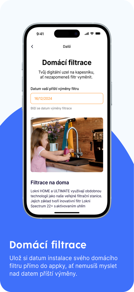 Lokni - Lokniアプリのホームウォーターフィルター交換日を追跡するためのインターフェース