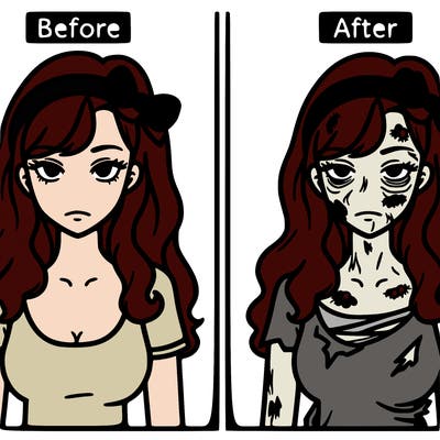 women before and after zombie apocalypse
