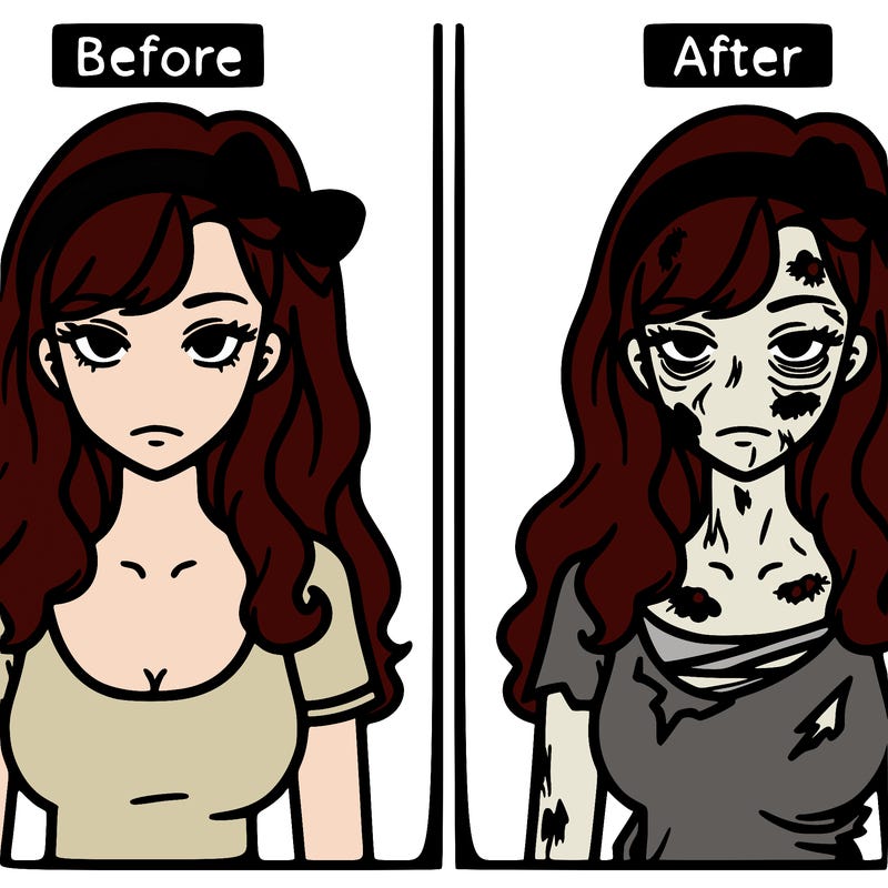 women before and after zombie apocalypse