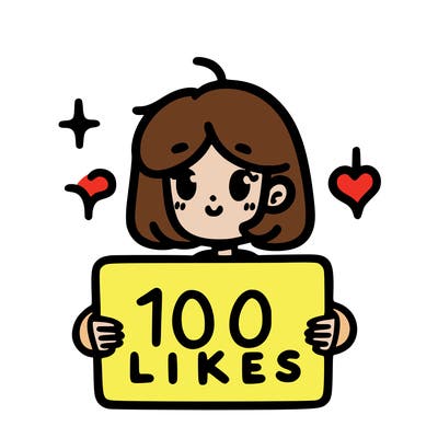 a girl with a sign that says 100 likees