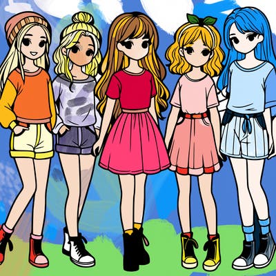 a group of five girls