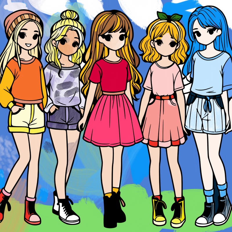 a group of five girls