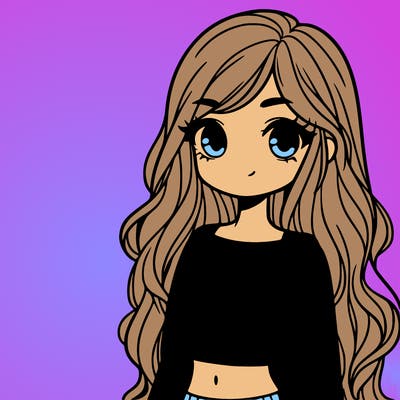 girl with long hair and a crop top with a sweater