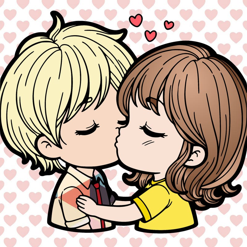 a boy and girl kissing