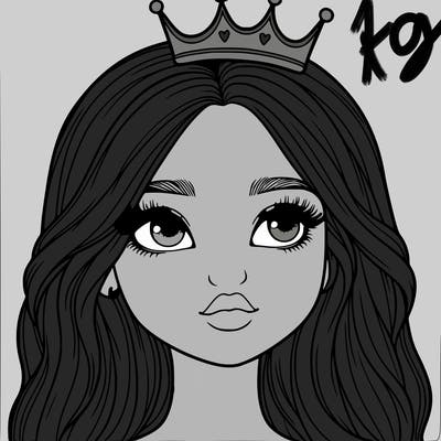 a realistic girl with a crown on