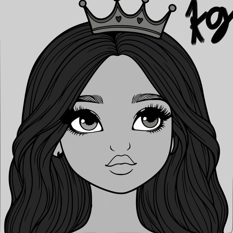 a realistic girl with a crown on