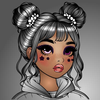 realistic girl with space buns