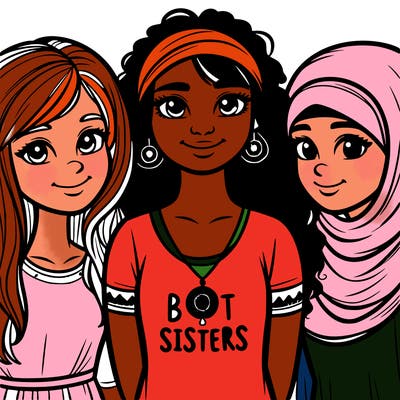 three sisters with a best sisters necklace