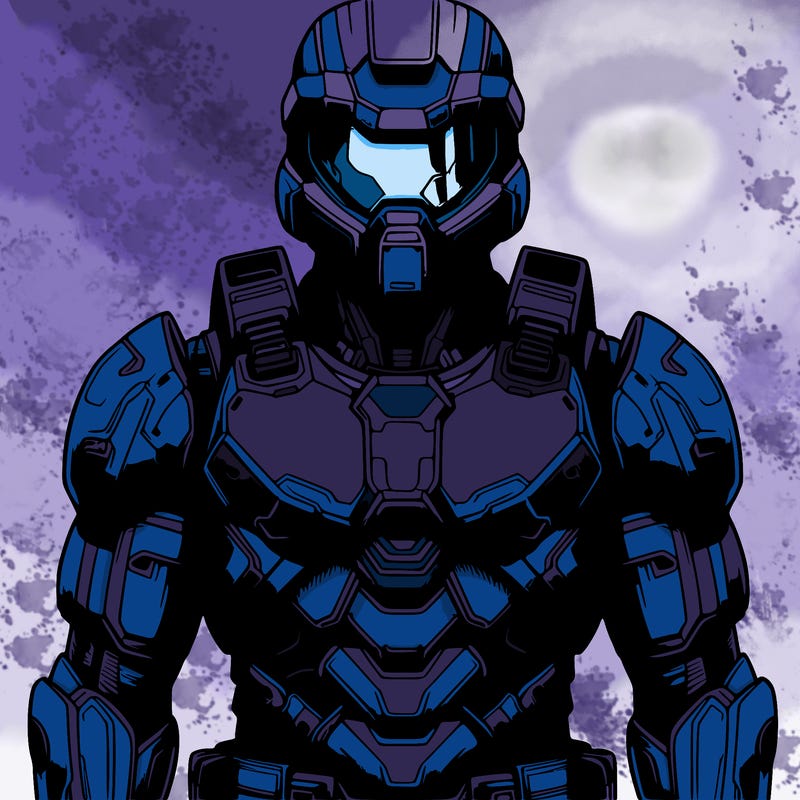 realistic warrior in futuristic armor and helmet