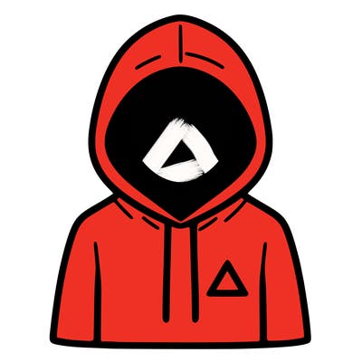 a person with non face waering a hoodie with a small triangle symbol