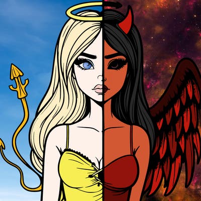 devil vs angel realistic girl
