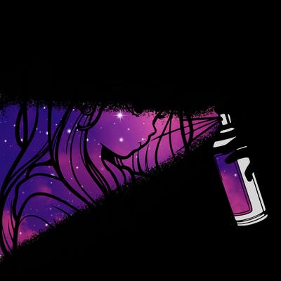 a realistic girl spray painting