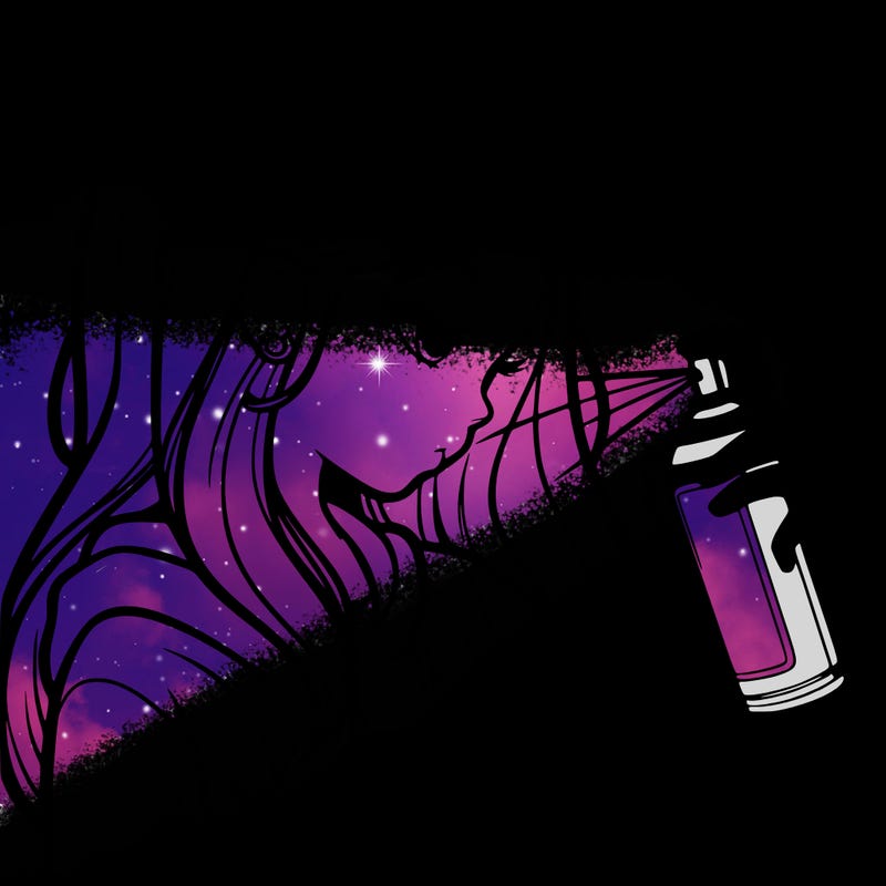 a realistic girl spray painting