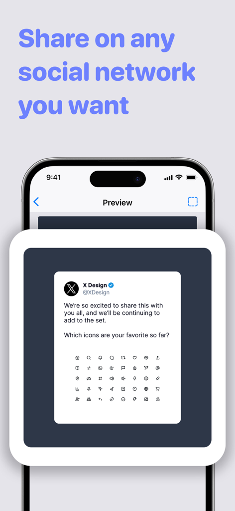 A preview of a tweet transformed into an aesthetic graphic within the tweetsnap app interface ready for social media sharing.