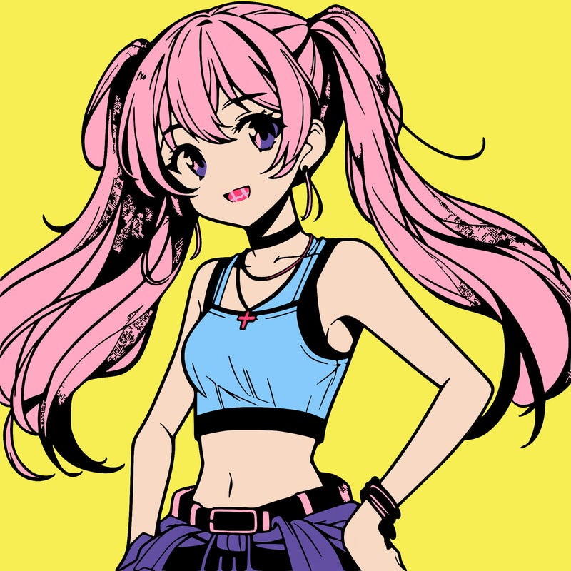 anime girl wearing crop top