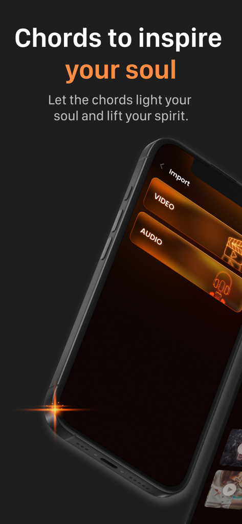 Amp Volume Booster app interface displaying import options for video and audio media files on an iPhone