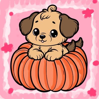 cute little puppy in a pumpkin