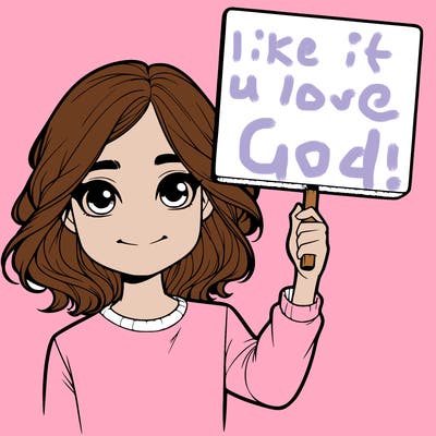 realistic girl holding up a sign