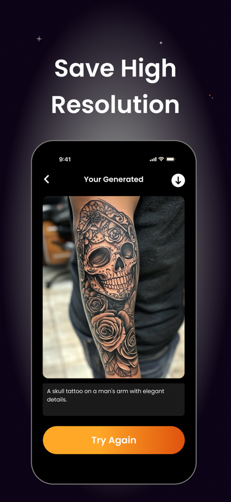 AI Tattoo Generator & Ink AI - Hochauflösendes KI-generiertes Totenkopf-Tattoo mit Rosen auf dem Arm eines Mannes