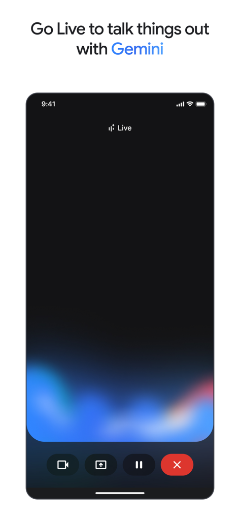 Interface of the Gemini Live feature on a mobile device