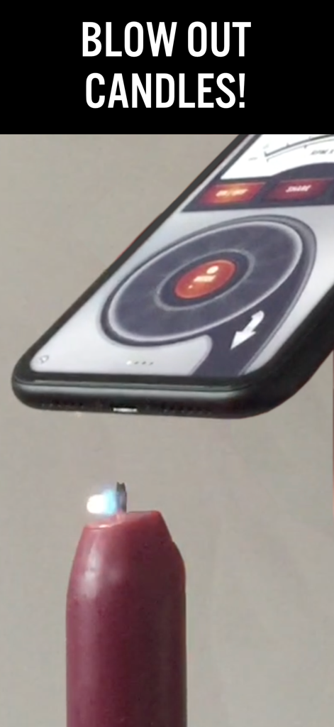 Blower - An iPhone using the Blower app to blow out a candle flame