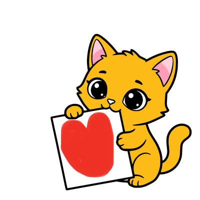 a small cat with a blank sheet of paper in its hand. the cat is sooooooo cute!