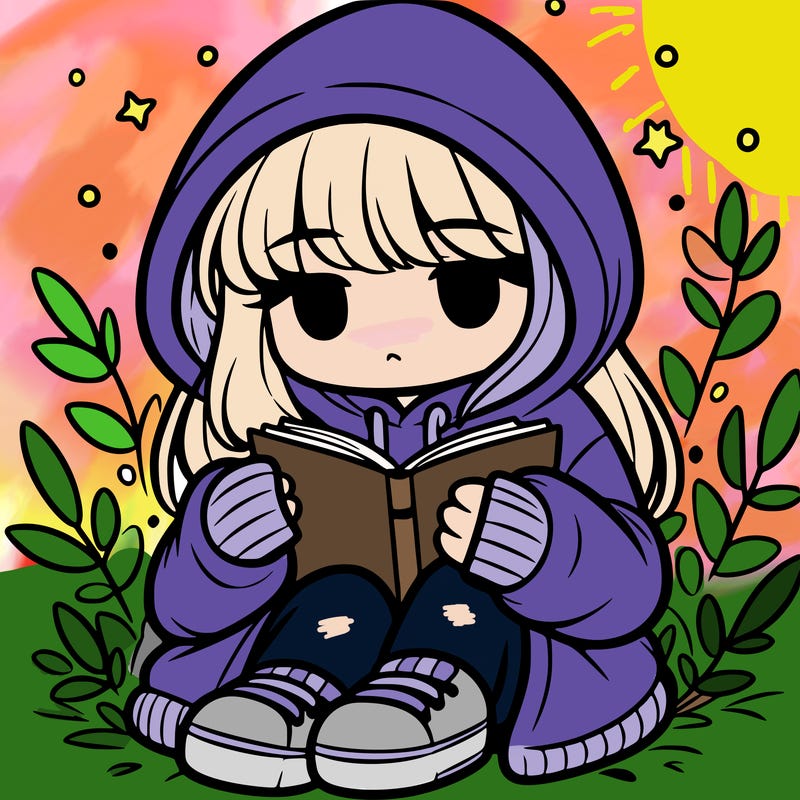 girl in oversized hoodie reading a book