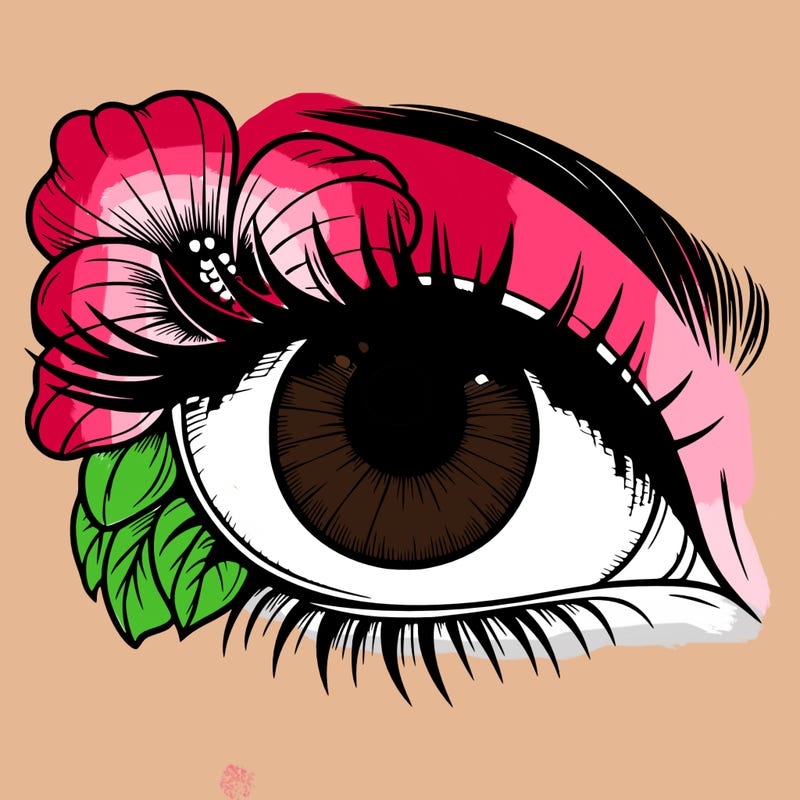 realistic eye with flower