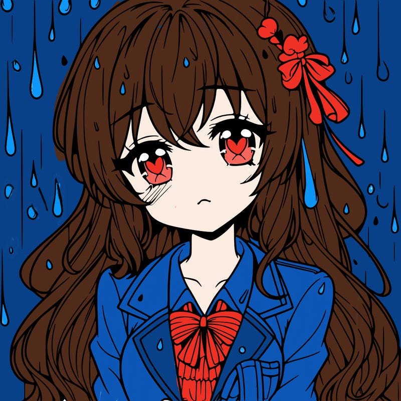 pretty anime girl in the rain