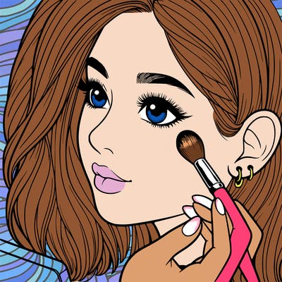 a realistic girl doing her makeup