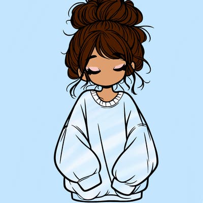 girl with baggy sweatshirt and messy bun