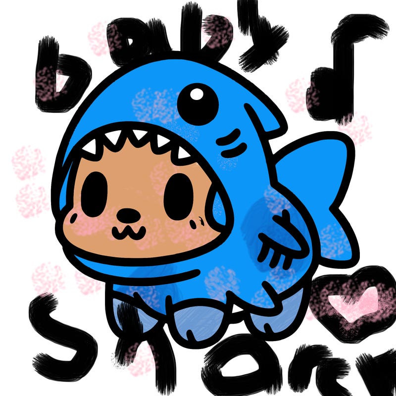 cute dog wearing a shark costume