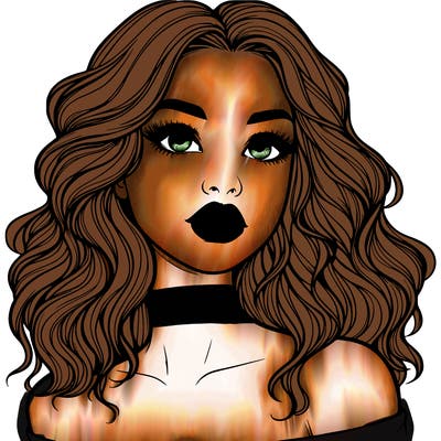 realistic girl with wavy hair and lips