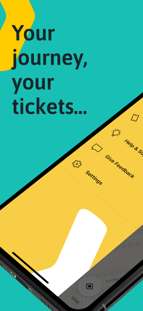 myTrip by Passenger - Interfaccia dell'app di autobus mytrip con lo slogan il tuo viaggio i tuoi biglietti e una visualizzazione del menu