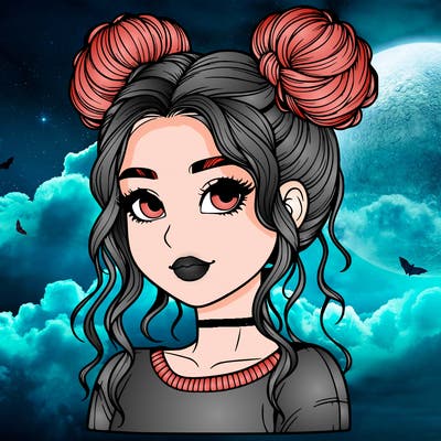 realistic girl with two buns in her hair