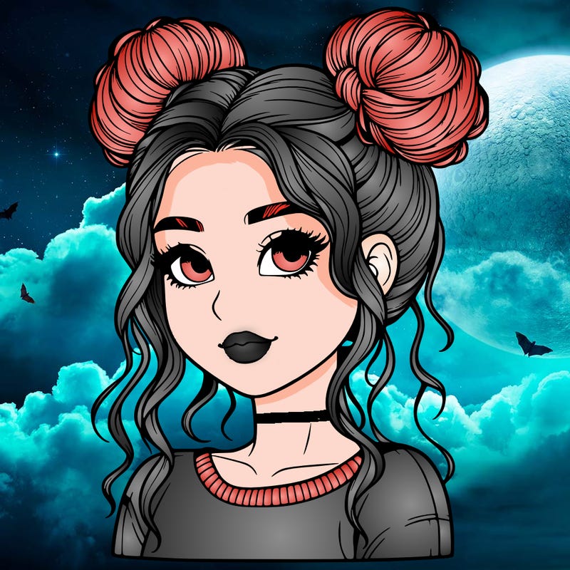 realistic girl with two buns in her hair