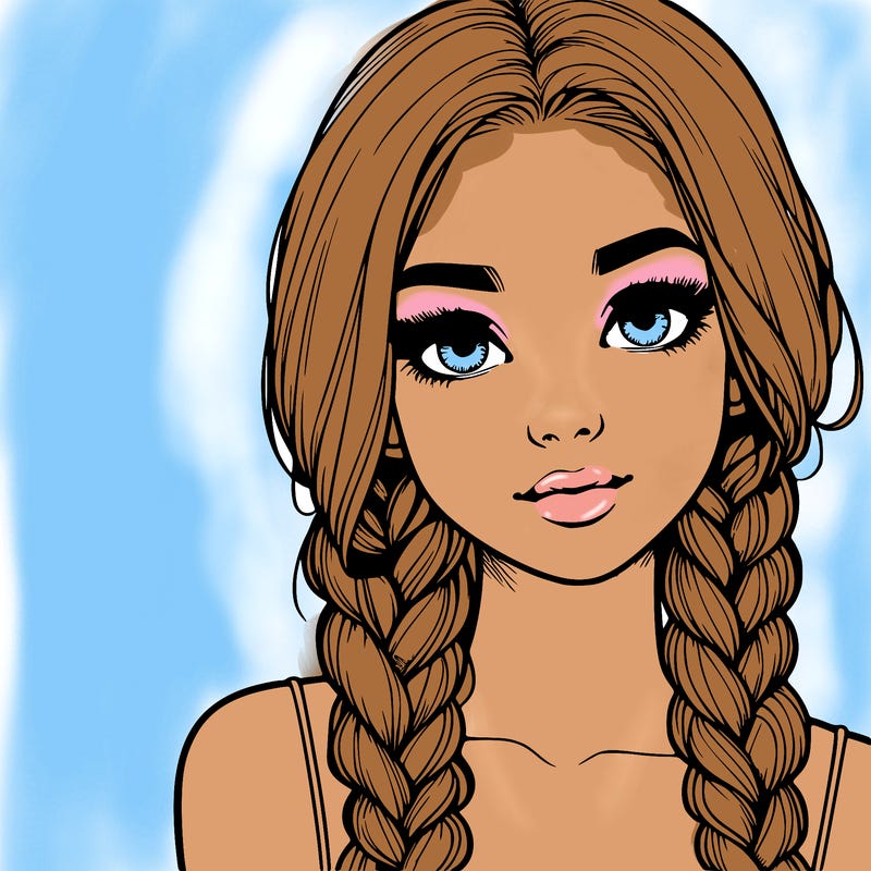 realistic girl with braids