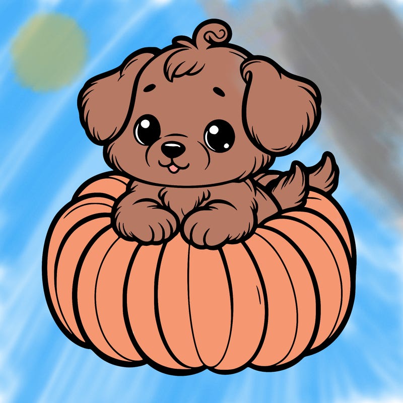 cute little puppy in a pumpkin