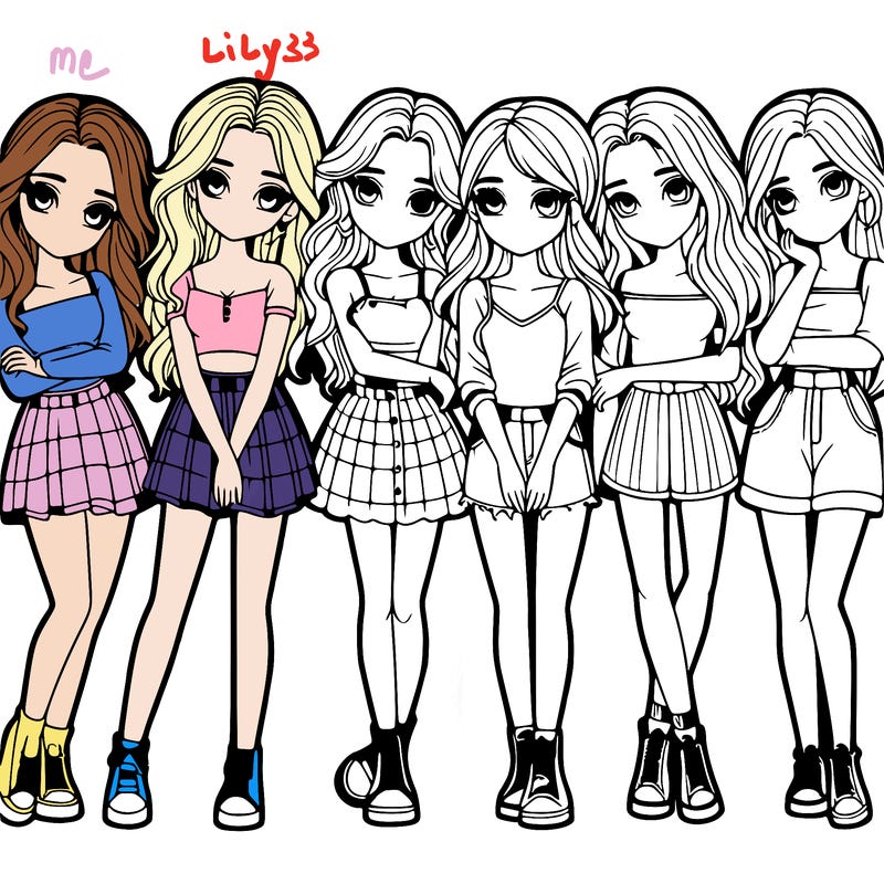 a group of girls realistic