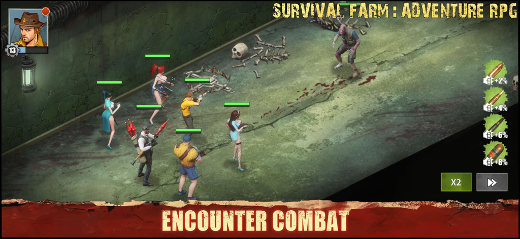 Supervivientes luchando contra un zombi en una mazmorra subterránea durante un combate de encuentro.