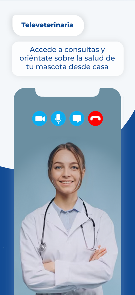 Pawer - Pawer mobile app screen showing a televeterinary consultation with a female vet