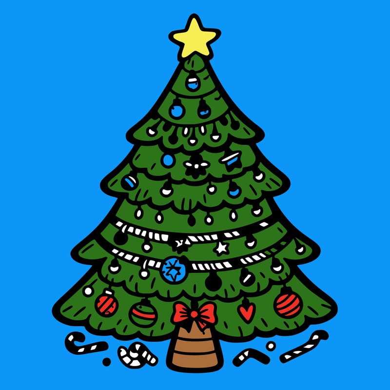 christmas tree with lots of details