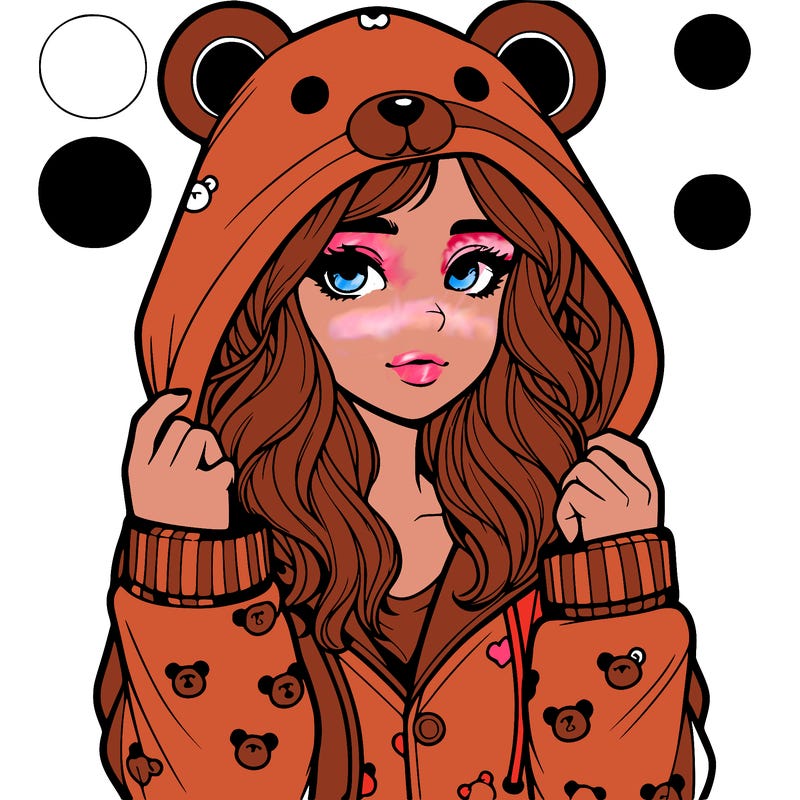 realistic girl in a animal pjs hoodie