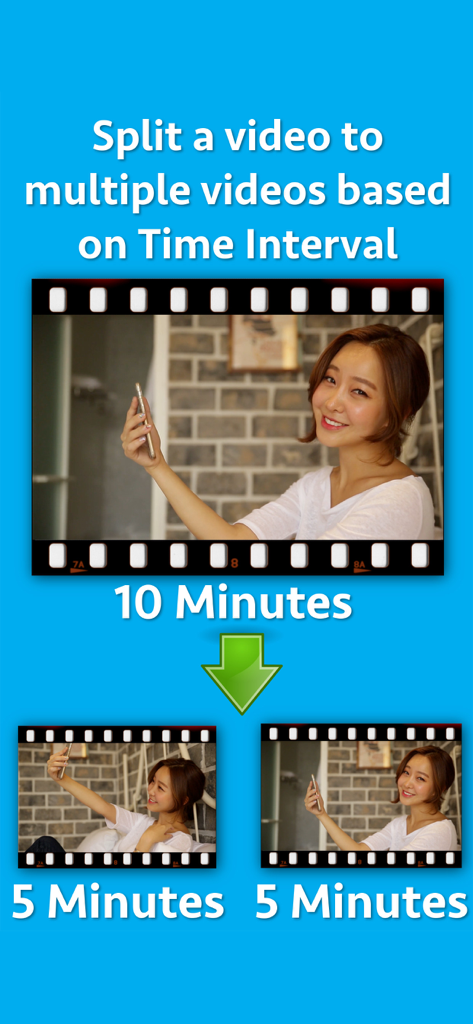 Graphic showing a ten minute video being split into two five minute segments