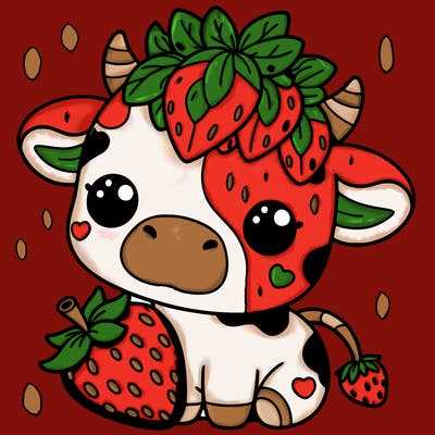 cute strawberry cow