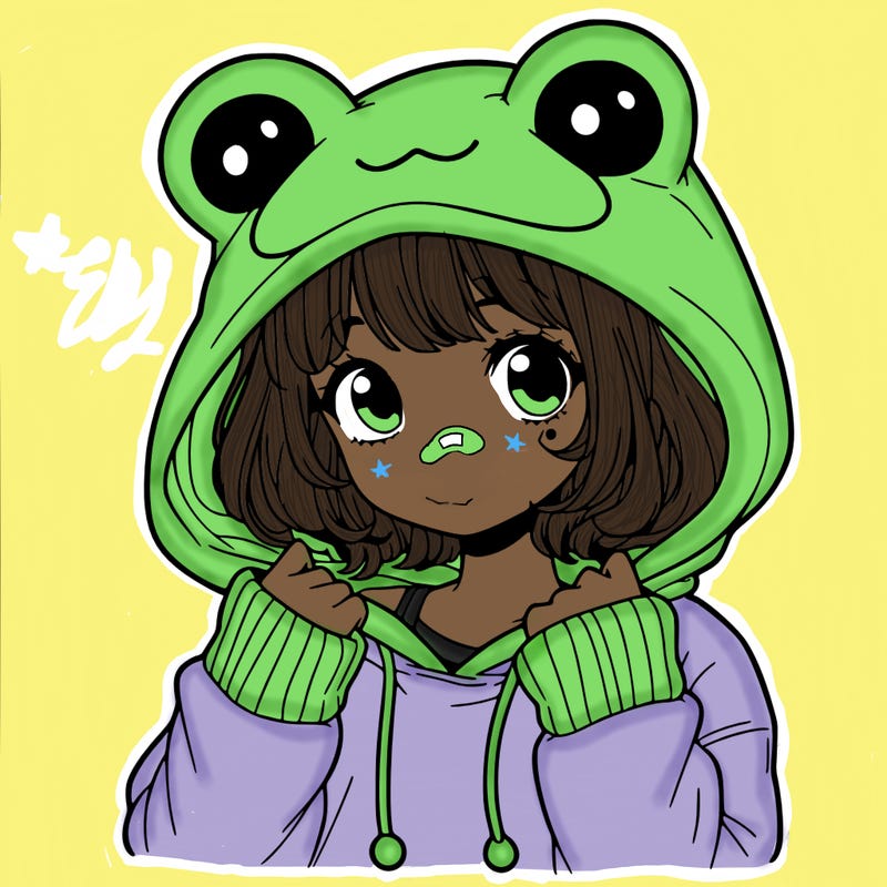 a cute teenage girl wearing a frog hoodie
