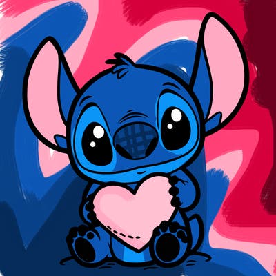 stich holding a heart