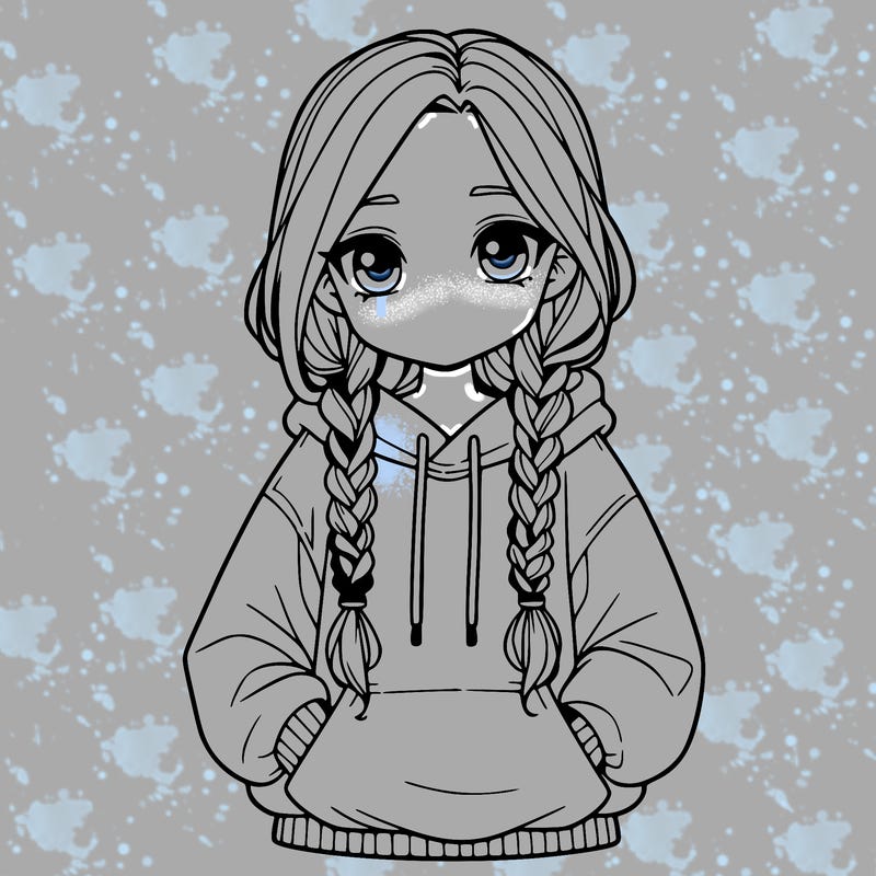 a realistic girl with a oversized hoodie and she has braids